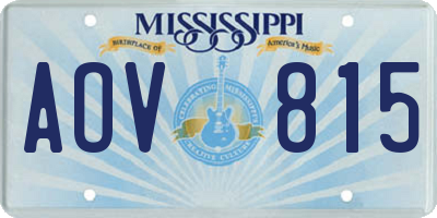 MS license plate AOV815