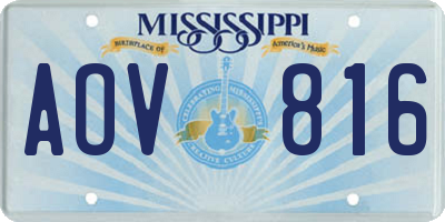 MS license plate AOV816