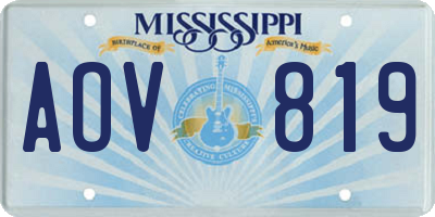MS license plate AOV819
