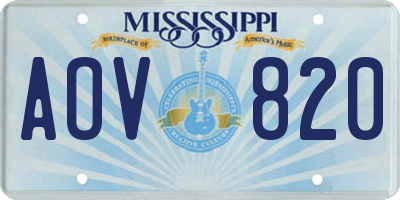 MS license plate AOV820