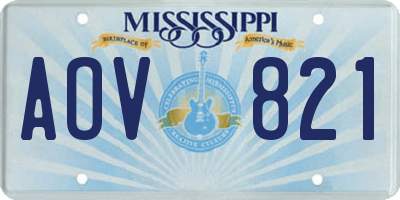 MS license plate AOV821