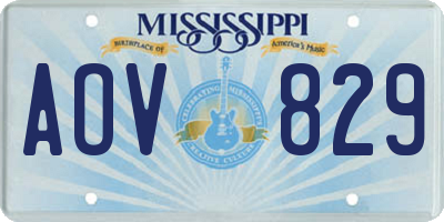 MS license plate AOV829