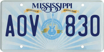 MS license plate AOV830