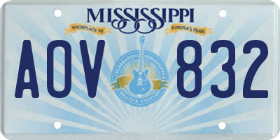 MS license plate AOV832