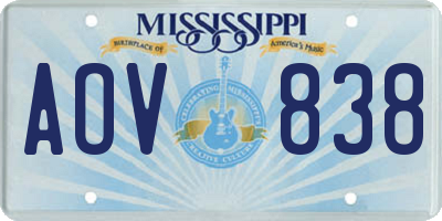 MS license plate AOV838