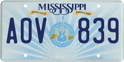 MS license plate AOV839