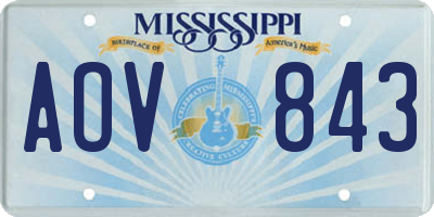 MS license plate AOV843