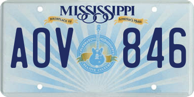 MS license plate AOV846