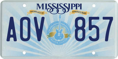 MS license plate AOV857