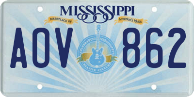 MS license plate AOV862