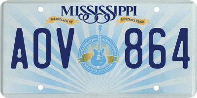 MS license plate AOV864