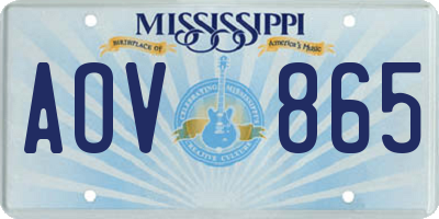 MS license plate AOV865