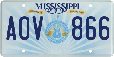 MS license plate AOV866