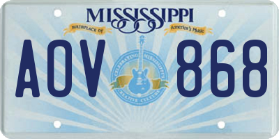 MS license plate AOV868