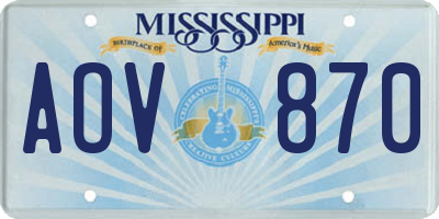 MS license plate AOV870