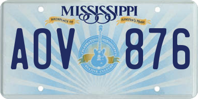 MS license plate AOV876