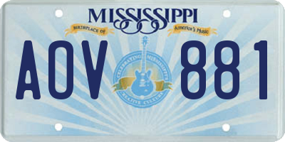 MS license plate AOV881