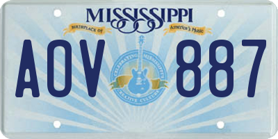 MS license plate AOV887