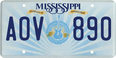 MS license plate AOV890