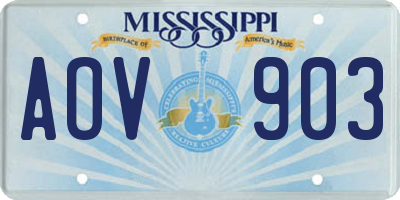 MS license plate AOV903