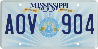 MS license plate AOV904