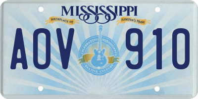 MS license plate AOV910