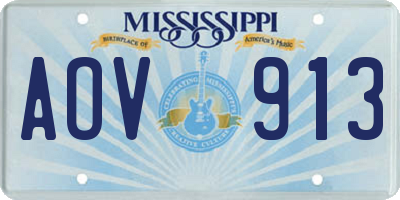 MS license plate AOV913