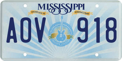 MS license plate AOV918