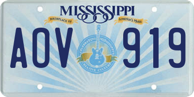 MS license plate AOV919