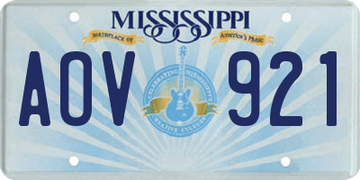 MS license plate AOV921