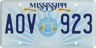 MS license plate AOV923