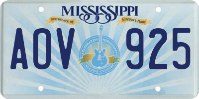 MS license plate AOV925