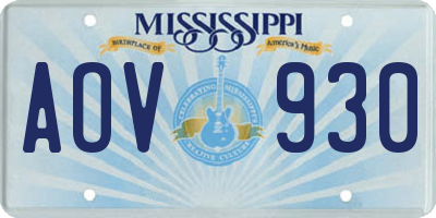 MS license plate AOV930