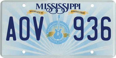 MS license plate AOV936