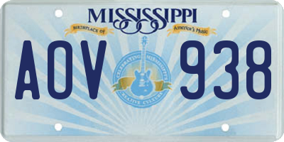 MS license plate AOV938