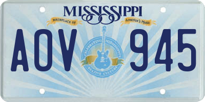 MS license plate AOV945