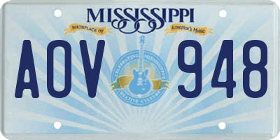 MS license plate AOV948