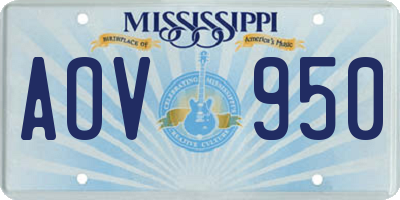MS license plate AOV950