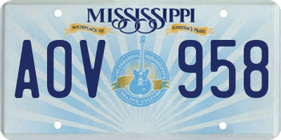 MS license plate AOV958