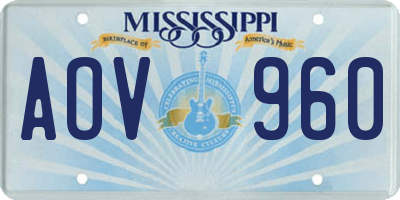 MS license plate AOV960