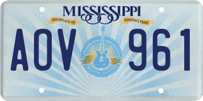 MS license plate AOV961