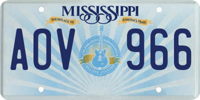 MS license plate AOV966