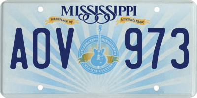 MS license plate AOV973