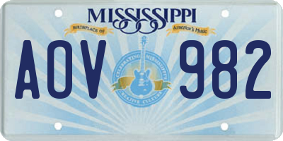 MS license plate AOV982