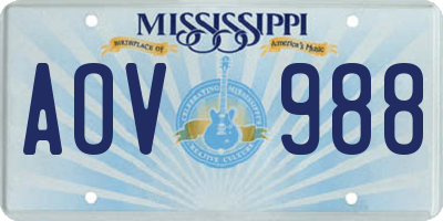 MS license plate AOV988