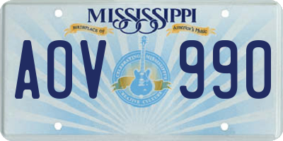 MS license plate AOV990