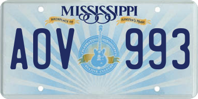 MS license plate AOV993