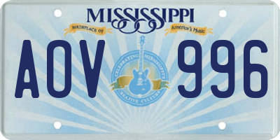 MS license plate AOV996