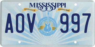 MS license plate AOV997