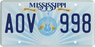 MS license plate AOV998